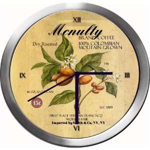  MCNULTY 14 Inch Coffee Metal Clock Quartz Movement 