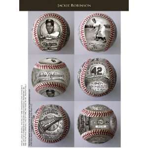  Jackie Robinson Brooklyn Dodgers Hand Painted Baseball 