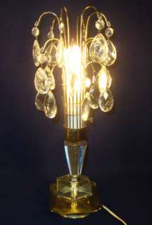 PAIR OF MATCHING ART DECO BOUDOIR LUSTRE LAMPS w/ BOHEMIAN CRYSTAL 