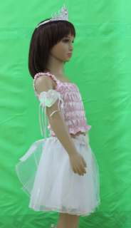 3Pc PINK Fairy Maiden Party Ballet Tutu Dress Kid 2 8Y  