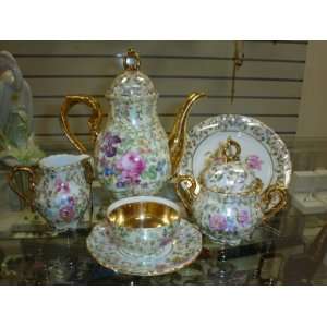   DRESDEN GOLD LINED TEA/COFFEE SET SUPERB CONDITION 