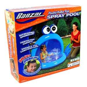 Banzai Spray Pool Series Swimming Pool   Blue PLAYFUL PUFFER FISH with 