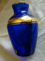 LINDSHAMMAR Sweden Cobalt Gold Gilt Glass vase CHARITY  