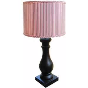  Black Column Lamp with Vintage Pink Stripe Shade