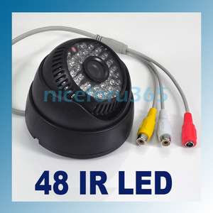 New 48 LED Color CCTV IR CMOS Dome Surveillance Audio Camera Black 
