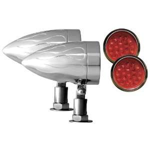   Flamed Chrome Target LED Motorcycle Bullet Light   Pair Automotive