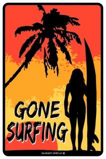 Gone Surfing Hawaii girl metal surf sign art **NEW**  