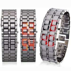   Lava Style Iron Samurai Metal w/ Red Light and Silver Wrist Band for