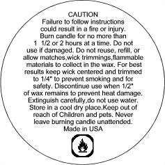 Candle Warning Labels for Wax 1.2 Diameter 528 Qty.  