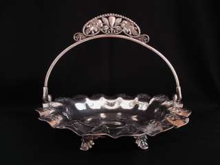 Antique Victorian Pairpoint Silver Plate Cake Brides Basket  