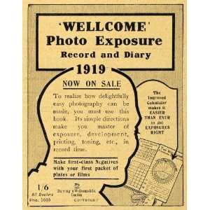  1918 Ad Burroughs Wellcome Photography Exposure Negatives 