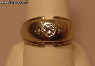 Vintage 14k White Gold Diamonds Mans Designer Ring  