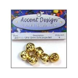  Accent Design Jingle Bell 12mm 6pc Gold (3 Pack) Pet 