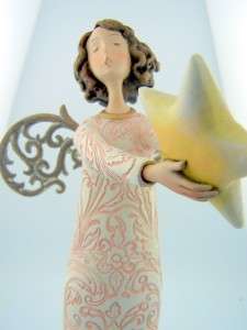 Marble Resin Angel W Star Religious Christian Catholic Pink Figurine 