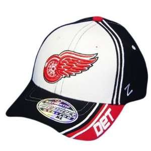  NHL DETROIT RED WINGS WHITE BLK FLEX FIT XL XLG HAT CAP 