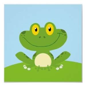  Cute Green Frog Print