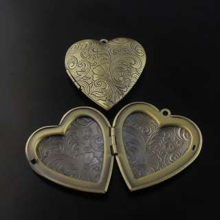 Atq bronze look heart charm jewelry locket pendant 3pcs  