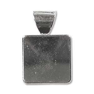  Silver Plated Square Bail 17mm (12 pcs)
