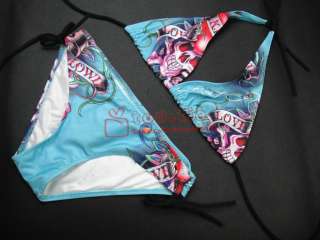   Women Swimwear Skull Blue Bikini Swimsuit Bathing Suit BE9114#  