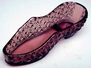 Bryce Glass Daisy & Button Amethyst Slipper Sandal Shoe, Victorian 
