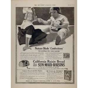 1915 Ad California Sun Maid Raisin Bread Loaf Children   Original 