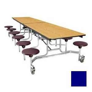  10 Mobile Cafeteria Stool Unit With Plywood Top, Blue Top 