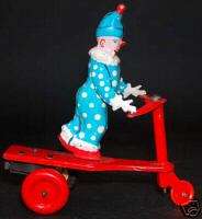 VINTAGE CUTE METAL TOY   CLOWN ON TRICYCLE, BUDAPEST, HUNGARY  