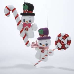  Pack of 24 Sugar Town Plush Snowman Candy Cane and 