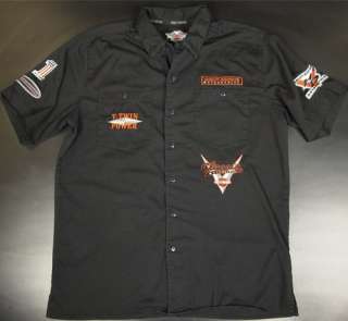 Harley Davidson Men L Button Front T Shirt V Twin Hawg Patches 