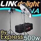 Blazzeo 250w x2 500W Dual Head Home Studio Flash Strobe Light Kit D500 