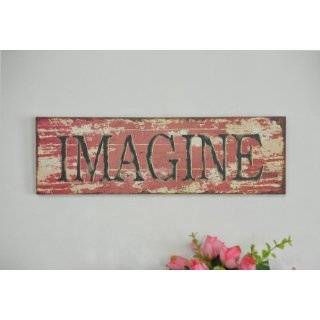   Wooden Wall Plaque Wall Decor with Inspirational Saying IMAGINE