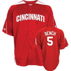 Johnny Bench Majestic Cooperstown Throwback Laser Cincinnati Reds 