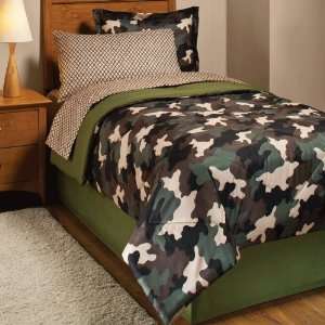  Boy Green Brown Black Camo Full Comforter Set (8pc Bed in 