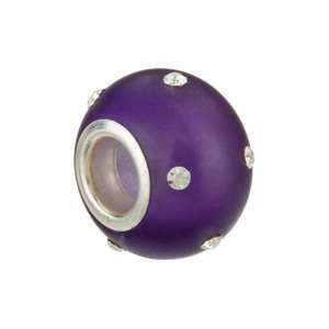   12.00X08.00 Mm Kera Glass Purple Bead With Crystal Accents Jewelry