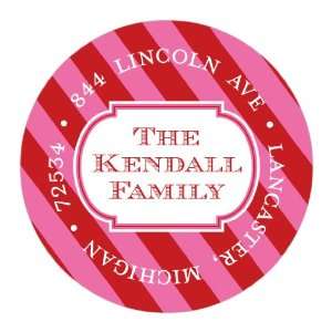 Candy Cane Stripe Pink Red Labels