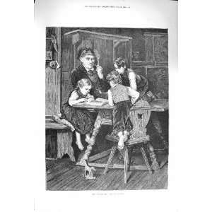  1875 Picture Book Children Reading Old Man Smoking Pipe 