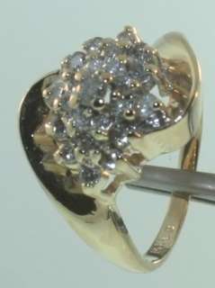 14k yellow gold .50 diamond cluster ring vintage estate  