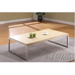  14H OSIP Natural and Chrome Contemporary Coffee Table 
