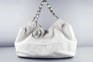Chanel White Calfskin Coco Cabas Tote Bag  