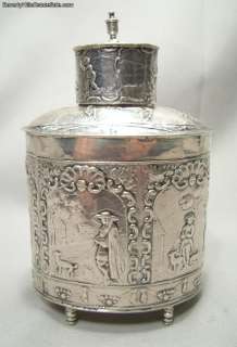 Antique 800 Silver Sculptured Tea Caddy French Import Marks  