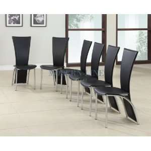 Modern Black Set of Six Dining Chairs