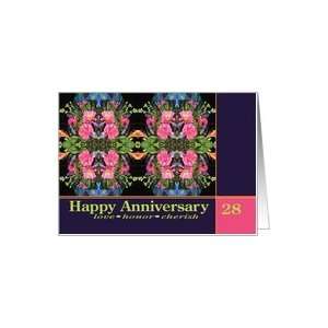  Anniversary 28 Carnation Daisy Polka Dot Bouquet Card 