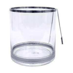  Large Colin Cowie Glass Ice Bucket with Tongs   Silver 