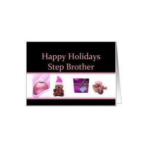  Step Brother   Happy Holidays Pink Christmas Collage card 