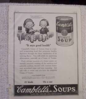 CAMPBELLS SOUP. ANTIQUE VINTAGE AD 1921  