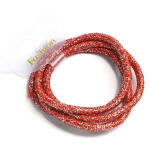  (Red) Hair Tie /Elastic Band/ Ponytail Holders Metallic Colour 