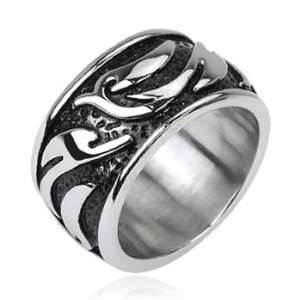    316L stainless surgical steel black tribal ring, 11 Jewelry