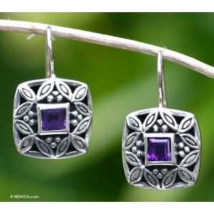  Amethyst earrings, Cassava Leaves Jewelry