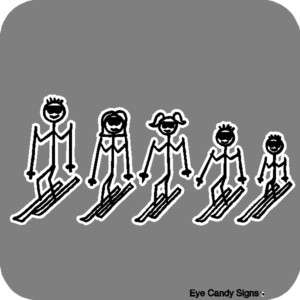Skiing Family Stick People Car Decals Stickers  