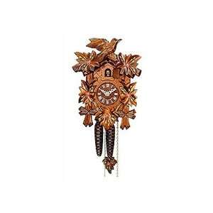  Cuckoo Clock with Red Flowers and Walnut Finish